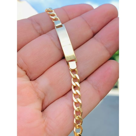 Baby ID Bracelet Cuban Link 5.5" 18K Gold Filled Bracelets Children Kids / Pulsera para Niños en Oro Laminado