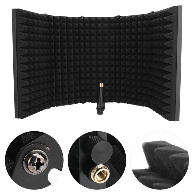 Filtro de sonido para micrófono, 5 capas, protector de aislamiento plegable, placa absorbente de sonido