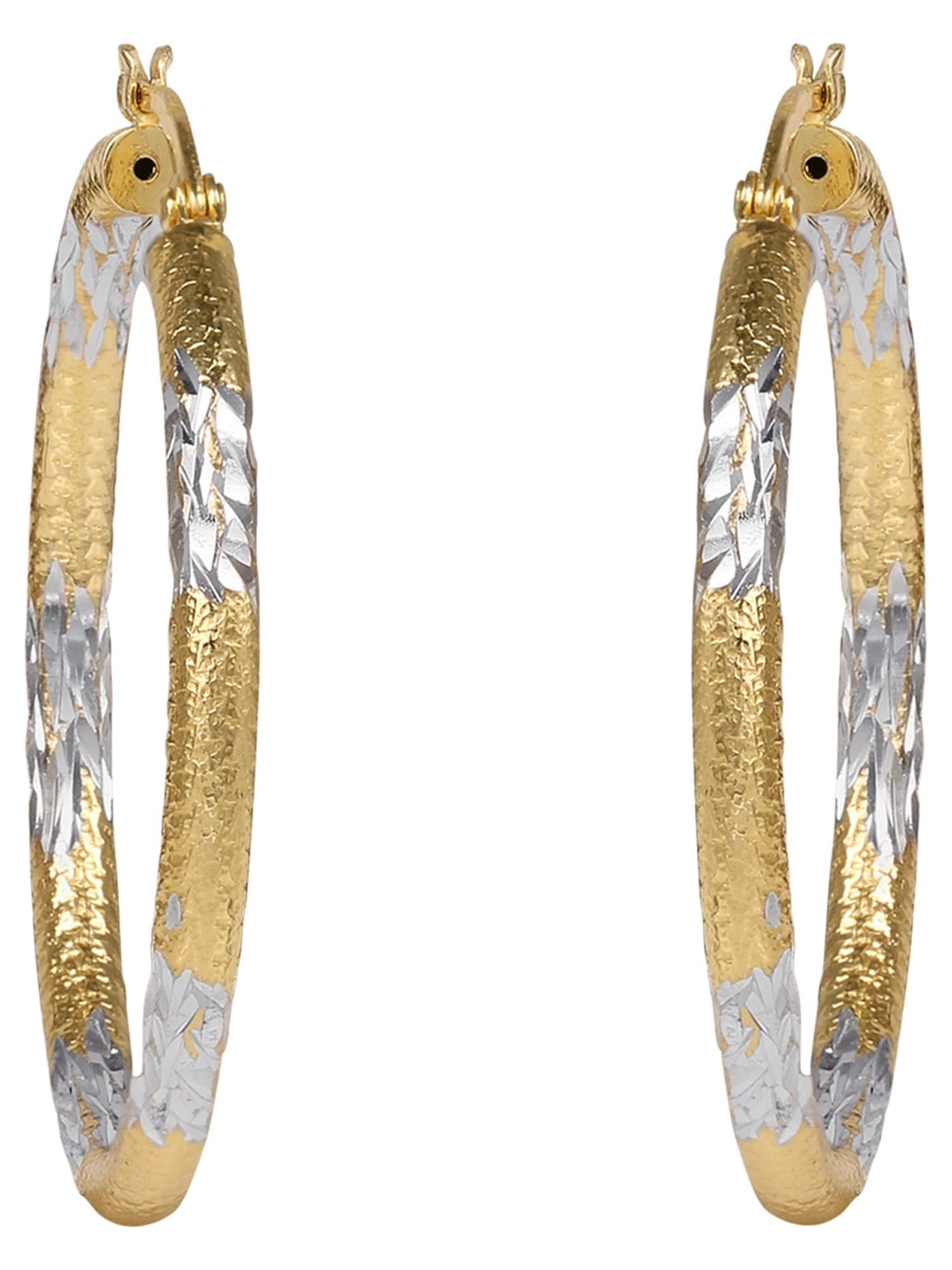 Brilliance Women's Hoop Earrings, 18K Gold Over Sterling Silver, Includes Gift Box