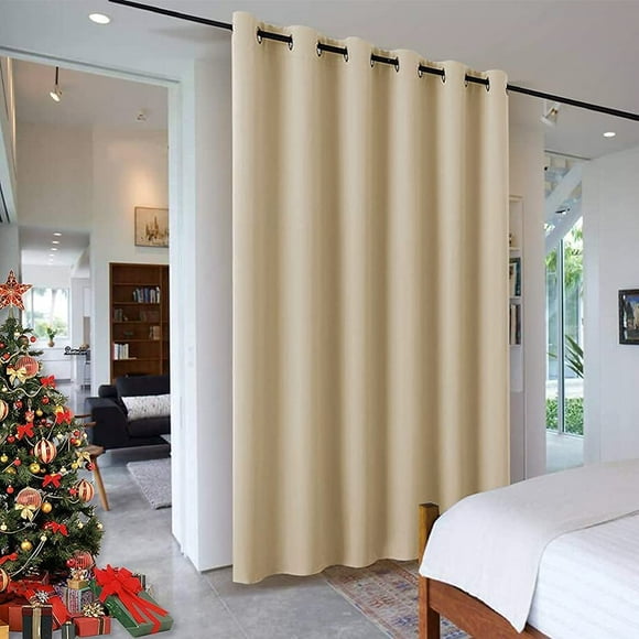 ZMLEVE Blackout Room Divider Curtains Privacy Room Separator Extra Long Wide for Office Backdrop Workspace Shelves Living Room Apartment, 9 ft Tall x 10 ft Wide, Cream Beige, 1 Panel