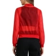 thumbnail image 3 of INSPIRE CHIC Women's Long Sleeves Zip Up See Through Lightweight Bomber Jacket XL Bright Red, 3 of 5