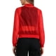 thumbnail image 3 of Chaqueta bomber ligera de mujer con cierre y mangas largas, transparente, color rojo brillante, 3 of 5