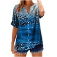 thumbnail image 2 of Womens Shirts Trendy Blouse Woman Casual Ladies Summer T Shirts Womens Linen Tops Women's Tshirts Fitted Tee Shirts for Women 2025 V-Neck Short Sleeved Printed Summer Button Short Sleeved T-Shirt, 2 of 5