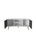 thumbnail image 5 of Lesson 47" Wide Corner TV Stand White & Black Marble Pattern, 5 of 7