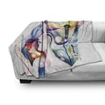 thumbnail image 3 of Art Soft Flannel Fleece Throw Blanket, Grunge Inspired Young Woman with Rainbow Colored Hair Abstract Watercolor Art, Cozy Plush for Indoor and Outdoor Use, 70" x 90", Multicolor, by Ambesonne, 3 of 6