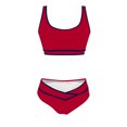thumbnail image 4 of UTSJKR Women Sporty Bikini Sets 2025 High Waisted Two Piece Swimsuits Color Block Cheeky High Cut Bathing Suits Red XXL, 4 of 7