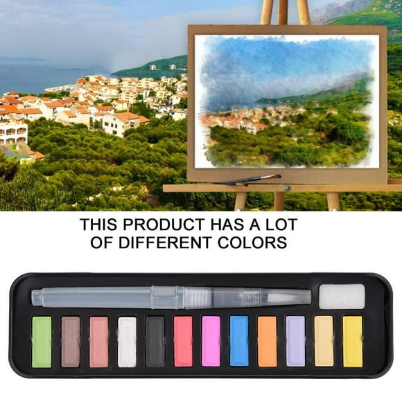 TOPINCN Solid Watercolor Paint, Drawing Painting Brush,Solid Watercolor Paint Set Soluble Pigment Drawing Painting Brush Watercolor Paint