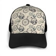thumbnail image 3 of Naloa Compass And Mountains In Bicycle Wheels Adult adjustable Print Baseball Hat, Patchwork curved brim baseball capfor Men and Women, One Size, 3 of 5