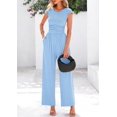 thumbnail image 3 of Mono Enterizo PRETTYGARDEN Azul Claro con Mangas Caperuza y Pierna Ancha Talla M, 3 of 8