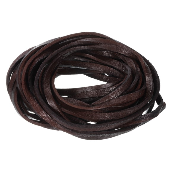 Cordón de cuero plano de 5.5 yardas y 4mm, tiras de cuero para manualidades DIY color café
