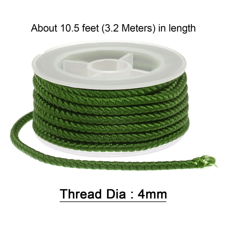 Uxcell 2 Packs Nylon Thread Twine Beading Cord 4mm Extra-Strong Braided Crafting String 3.2m/10.5 Feet, Army Green, Women's, Size: 4 mm