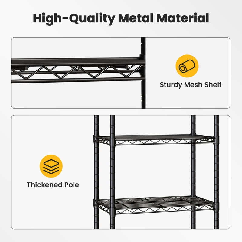 Gianna 4 Tier Heavy Duty Adjustable Wire Shelving with Wheels, Storage Racks for Garage Kitchen Pantry Laundry Office, Easy Assembly, 23"D x 13"W x 48"H