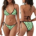 thumbnail image 3 of Gaeub Green Leaves Print Women's Triangle Bikini,String Bikini Set,Two Piece Swimsuit Bathing Suits, 3 of 5
