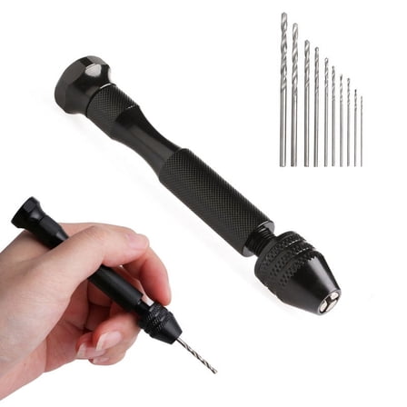XISAOK Hot Micro Aluminum Hand Drill Keyless Chuck   10pcs Twist Drills Rotary Tools