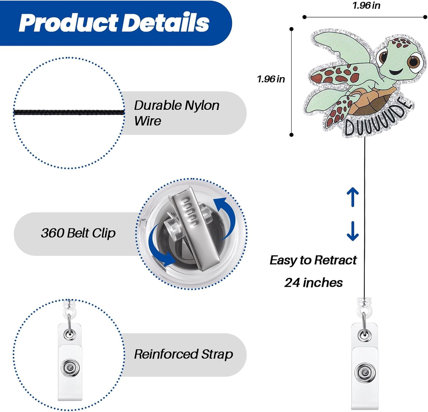 Sea Turtle Badge Reel Turtle Retractable ID Badge Holder Sea - View #5