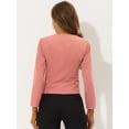 thumbnail image 4 of Abrigo corto Allegra K para mujer sin cuello con cremallera Rosa Prof Ado M, 4 of 5