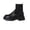 Black, variant on Women's Chelsea Ankle Boots Platform Ribbed Knit Sock Slip On Lug Sole Stretch Knit Combat Booties, Smooth Leather Panel Chunky Short Winter Boots for Street Daily Outdoor Walking Black 37