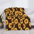 thumbnail image 3 of Uemuo Chocolate Plaid Sunflower A Printed Throw Blanket for Couch, Fluffy Fuzzy Blankets for Bed, Sofa, Cozy Flannel Faux Fur Blanket-50"x40", 3 of 6
