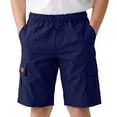 thumbnail image 2 of FAOWME Kids Boys Girls Cargo Shorts Elastic Waist Solid Color Comfortable Lightweight Shorts With Pockets For Casual Daily Wear,Dark Blue,15-16 Years, 2 of 8