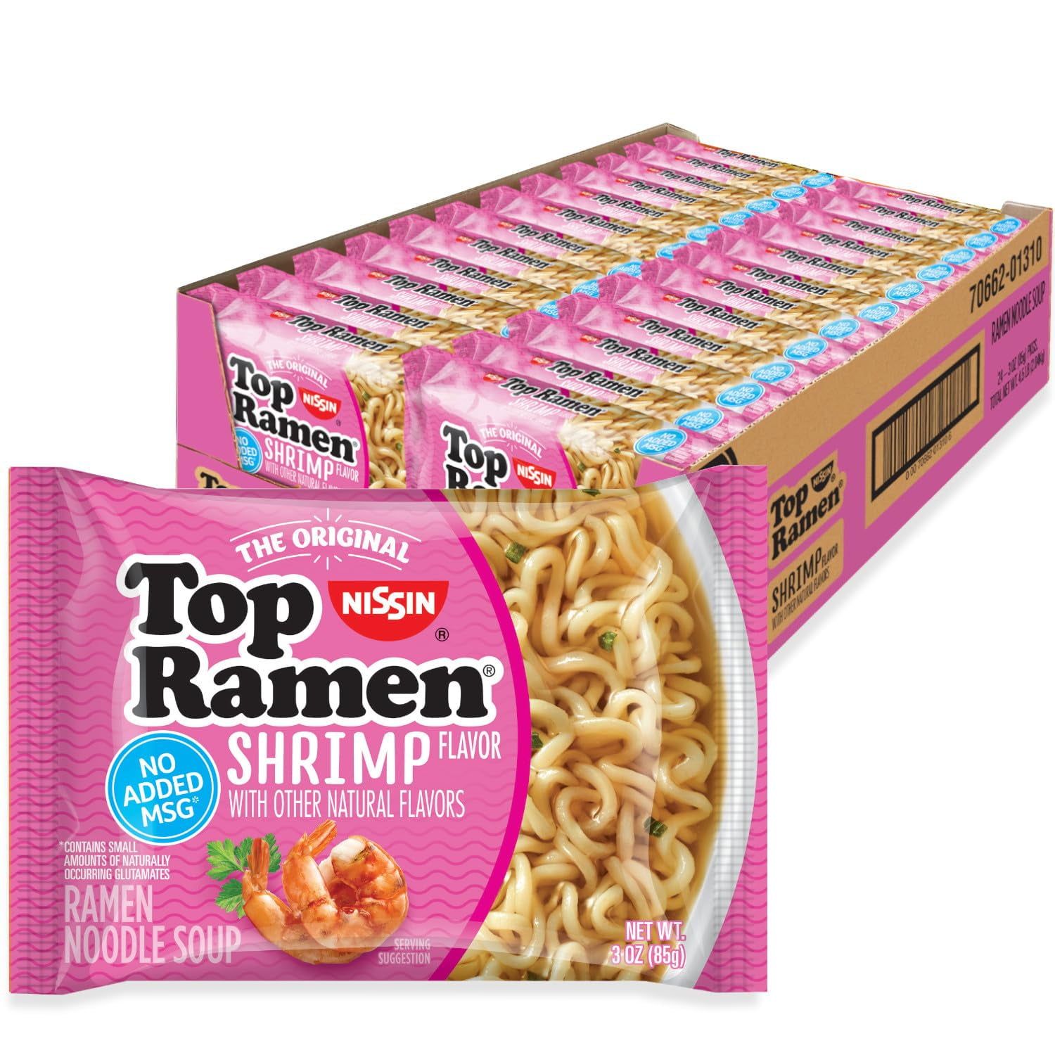 Top Ramen, Shrimp Flavor, 3 Ounce (Pack of 24)