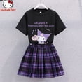 thumbnail image 1 of Kuromi-Falda plisada de manga corta Y2K Sanrios, traje bonito de Anime Kawaii para estudiantes, holgado, informal, suave, cómodo, femenino gym unisex, 1 of 2
