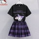 thumbnail image 1 of Kuromi-Falda plisada de manga corta Y2K Sanrios, traje bonito de Anime Kawaii para estudiantes, holgado, informal, suave, cómodo, femenino gym unisex, 1 of 2