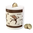 thumbnail image 3 of Prehistoric Piggy Bank, Cartoon Dancing Natives Wearing Tribal Print, Ceramic Coin Bank Money Box for Cash Saving, 3.6" X 3.2", Army Green Yellow, by Ambesonne, 3 of 4