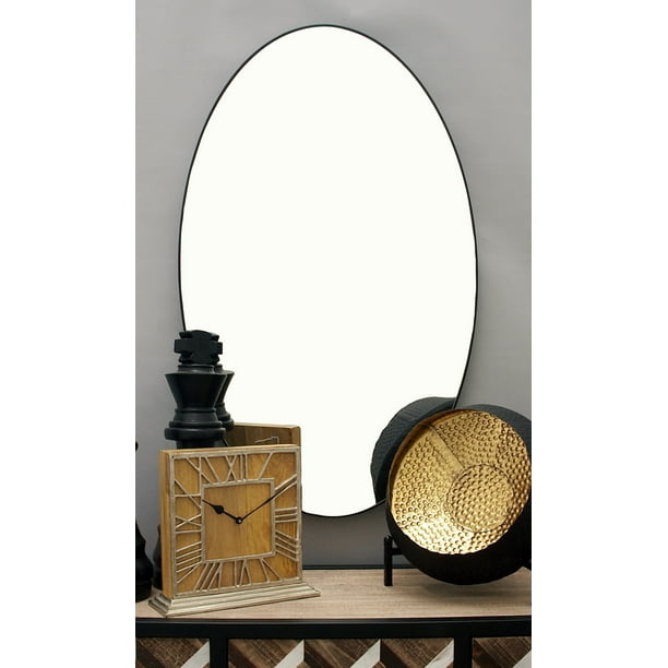 Decmode - Large Black Oval Bathroom Mirror, 24" x 40 ...