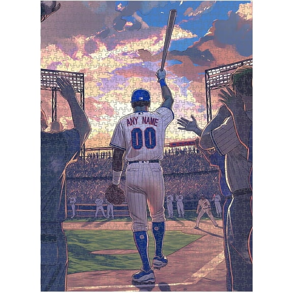 Wooden Jigsaw Puzzles for Adults - Custom Name and Number on (Chicago) Baseball Player Art Photo - 300 500 1000PCS Puzzles Game Home Wall Decor