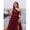 Burgundy-0XL, variant on Burgundy One-Shoulder Evening Gown With Floral Appliqué And Sparkly Tulle