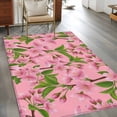 thumbnail image 3 of Spring Floral Washable Area Rugs 2.7'x5', Watercolor Flower Green Leaves Pink Background Low Pile Throw Living Room Rug Non-Slip Sturdy Edge Binding Carpet for Indoor Entryway Bedside Kitchen, 3 of 9