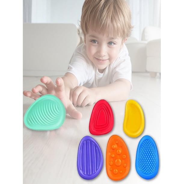 6 Piedras Sensoriales De Silicona – Juguetes Antiestrés Para Niños Y Adultos, Con Llavero