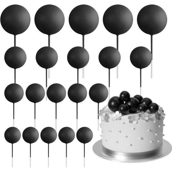YQHWQ Unique design 20 pieces ball cake decorations mini balloon cake decoration sticks black ball cake pick cake decoration ball cake decoration suitable for wedding birthday cake deco