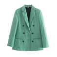 thumbnail image 1 of Puntoco Damas Vintage Doble Botonadura Manga Larga A Cuadros Mujer Hombro Acolchado Traje Blazer Rollbacks Puntoco Puntoco-3124, 1 of 7