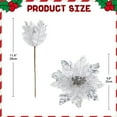 thumbnail image 3 of 6PCS Poinsettias Christmas Tree Flowers 9.8'' Artificial Christmas Floral Picks and Sprays Large Silver Silk Flowers with Stems for Xmas Home Vase Table Centerpiece Garland Decor, 3 of 5