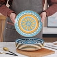 thumbnail image 4 of Dinner Plates Ceramic Plate Set - 10 Inch Large Porcelain Round Plate Sets of 6 - Flat Colorful Pattern Dining Plates for Kitchen | Family - Dishwasher | Microwave | Oven Safe, 4 of 6