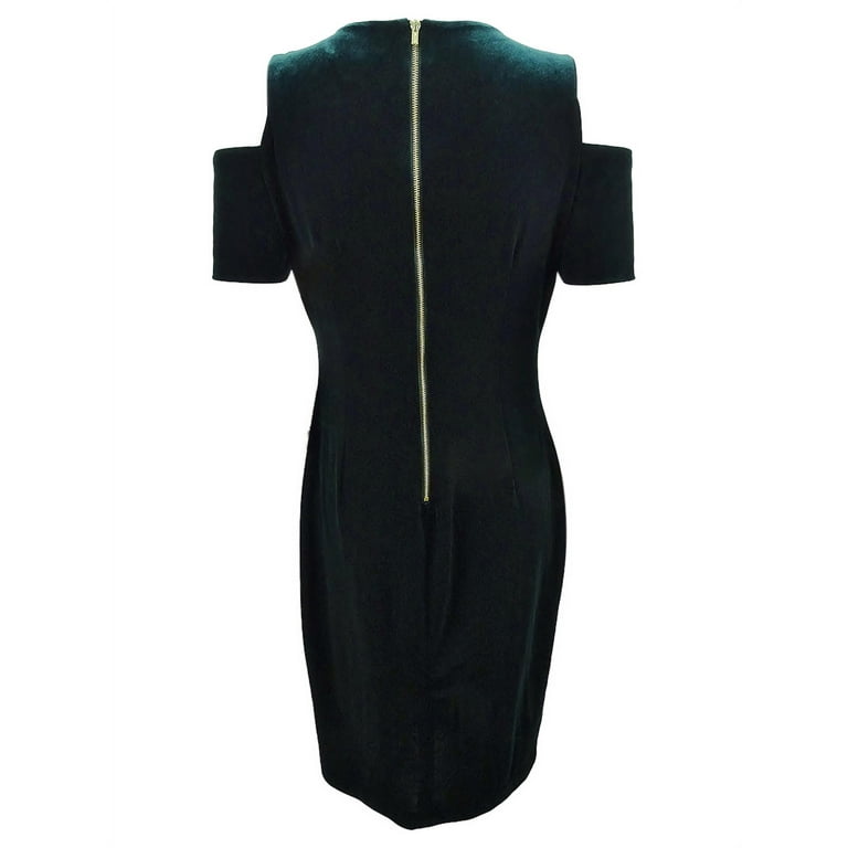 Calvin Klein Cold Shoulder Velvet Dress Forest Green 12