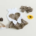 thumbnail image 3 of PENGXIANG Baby Girls Summer Outfit Leopard Print Heart Sleeveless Rib Knit Tank Tops Bow Ruffles Shorts Headband 3Pcs Clothes Set 6-9 Months, 3 of 8