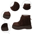 thumbnail image 7 of Fringe Boots for Women Suede Platform Round Toe Furry Lined Back Zipper Casual Warm Winter Ankle Booties, 7 of 7