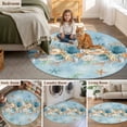 thumbnail image 6 of Marine Life Round Living Room Rugs 7 ft, Blue Shell Coral Starfish Eucalyptus Leaves Washable Area Rug with Non-Slip Sturdy Edge Binding Round Carpet for Kitchen Office Bedroom, 6 of 9