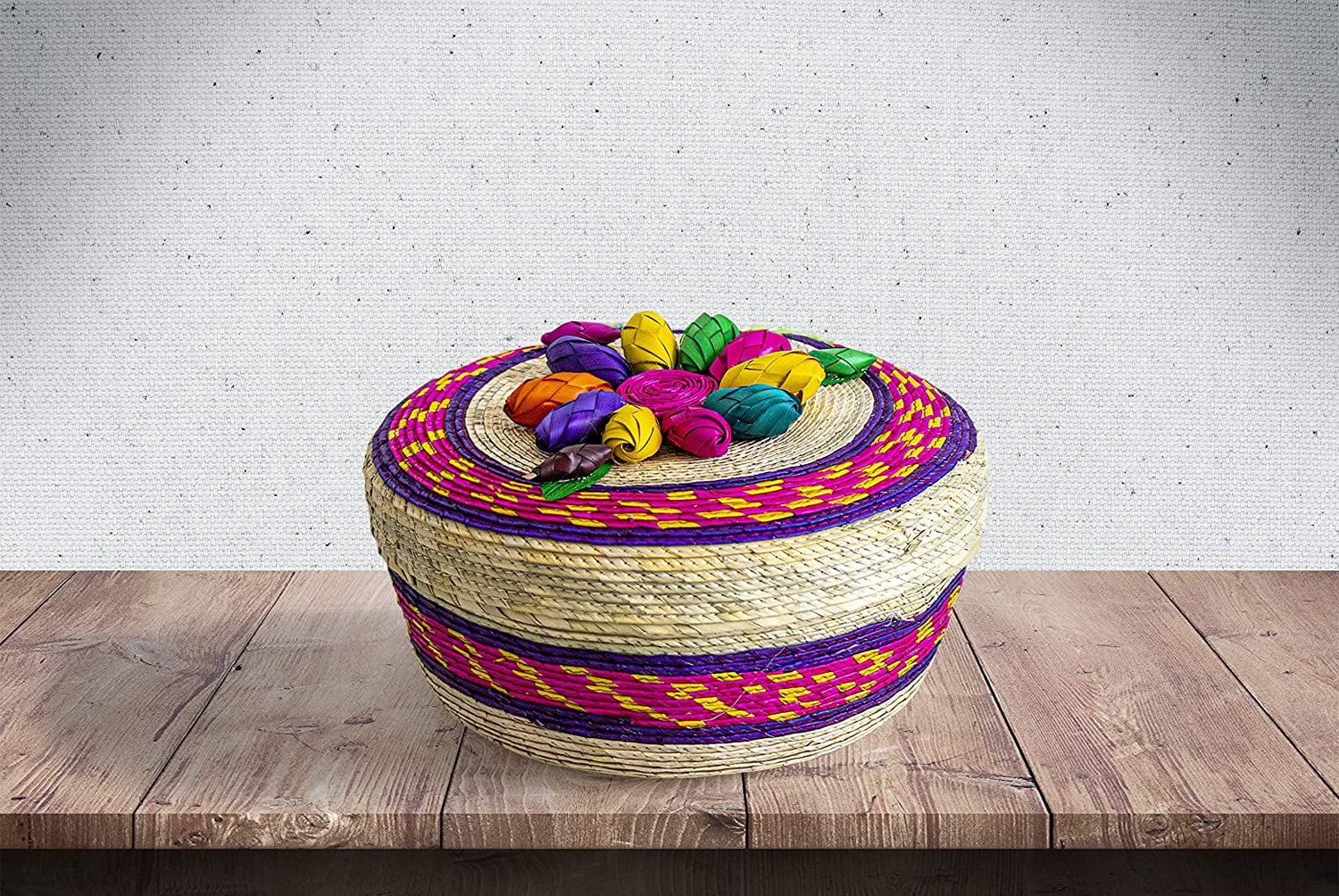 2Pack Genuine Mexican Handwoven Tortilla Basket, Fiesta Mexican