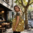 thumbnail image 5 of Gold Pattern Of Hexagons Foldable Reusable Shopping Bag Large Capacity Tote Handbag Storage Pouch for Travel Work, 5 of 6