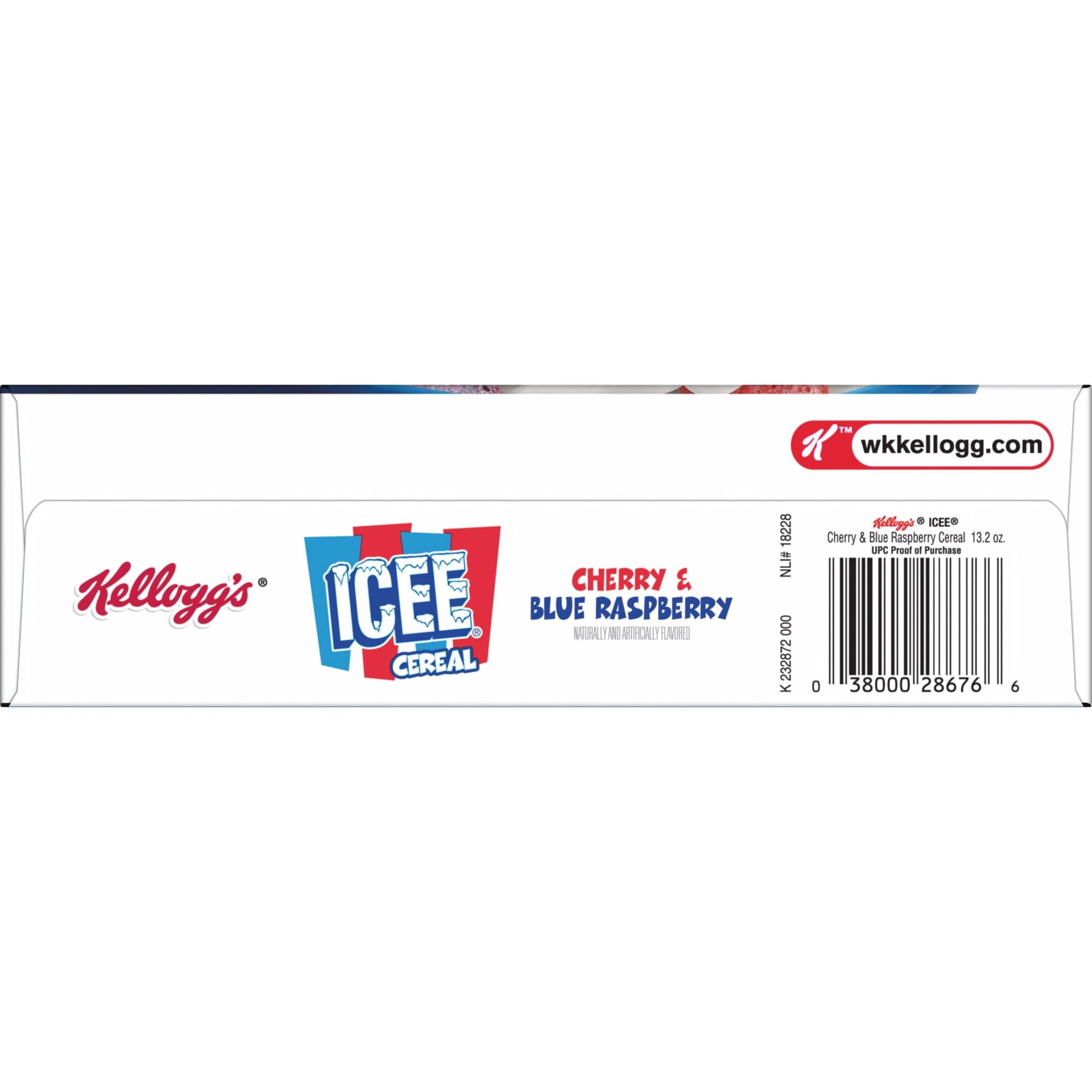 Kellogg's ICEE Breakfast Cereal, Kids Cereal, Family Breakfast, Family Size, Cherry and Blue Raspberry, 13.2oz Box (1 Box)