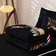 thumbnail image 6 of Manfei Wild Bald Eagle Zipper Twin Comforter Sets with Fitted Sheet and 2 Pillowcases,Vintage Patriotic Flag Zipper Bedding Set,Black,Black Reversible,4pcs, 6 of 8