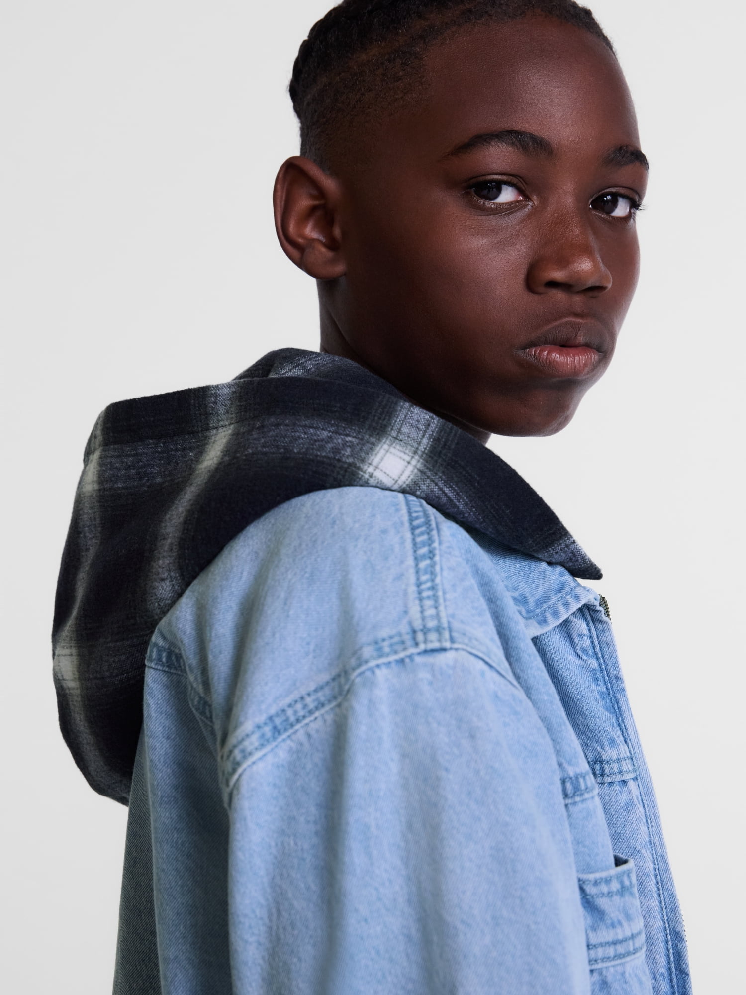 Weekend Academy Boys Hooded Denim Shacket, Sizes 4/5-18