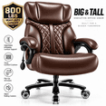 thumbnail image 7 of Qusaphy 800lbs Big and Tall PU Leather Executive Office Chair for Adults, Reclining Backrest, Spring Cushion, Lumbar Support, Ergonomic Armrest, Home Office Desk Chair, 7 of 7