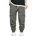thumbnail image 1 of Diufon Wide Leg Cargo Pants for Men Casual Elastic Waist Drawstring Outdoor Hiking Pants with Pockets, 1 of 4