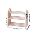 thumbnail image 2 of LACKUST 3 Tier Foldable Pink Checkerboard Shoe Rack - Space Saving Entryway/Dorm Plastic Shoe Organizer with Hooks, Open Cute Small Shoe Storage, 2 of 6
