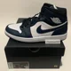 thumbnail image 1 of Ni - ke Air Jordan 1 Mid Armory Navy Men Size 8 New EU 41 (2022) 554724-411 White Black, 1 of 5