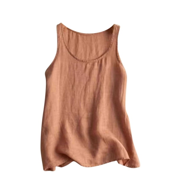 Camisetas sin Mangas para las Mujeres Color Sólido Cuello Redondo Suéter Casual Blusa, Camisetas de Mujer Casual